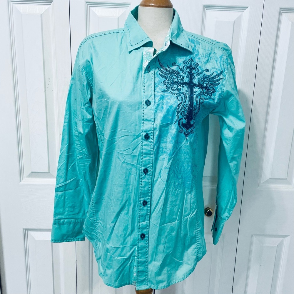 Victorious Los Angeles Turquoise Shirt with Embroidered Design